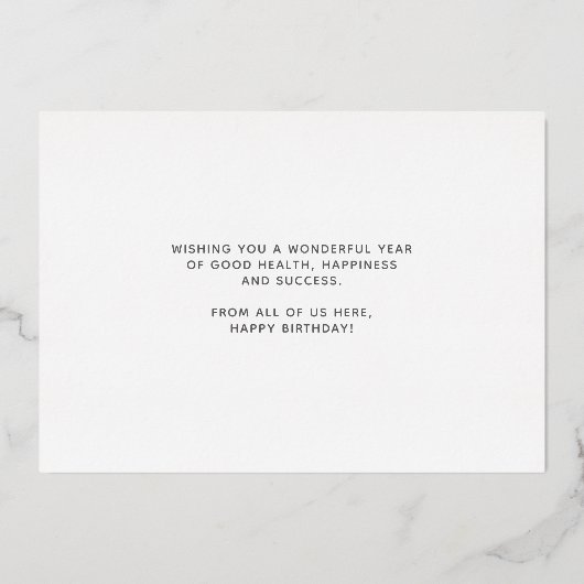 Carte d'anniversaire professionnelle écriture manu (Verso)