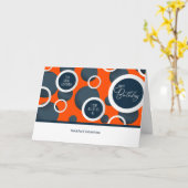 Carte d'anniversaire professionnelle orange géomét (Fleur jaune)