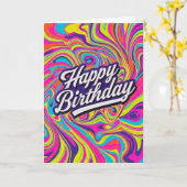 carte d'anniversaire psychédélique (Fleur jaune)