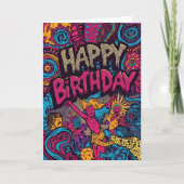 carte d'anniversaire psychédélique (Devant)