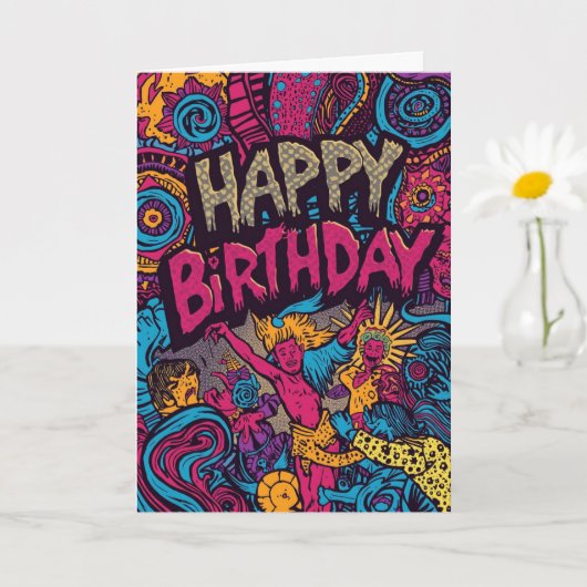 carte d'anniversaire psychédélique (Petite plante)