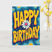 Carte d'anniversaire psychédélique (Fleur jaune)