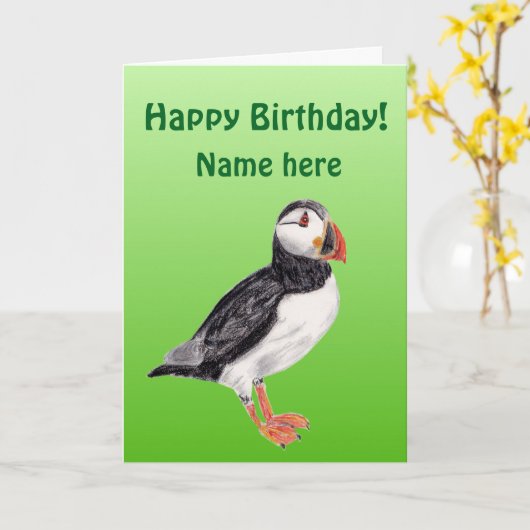 Carte d'anniversaire Puffin (Fleur jaune)