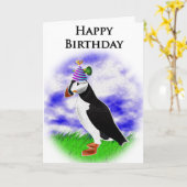 Carte d'anniversaire Puffin (Fleur jaune)