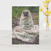 CARTE D'ANNIVERSAIRE PUG CHIEN (Fleur jaune)