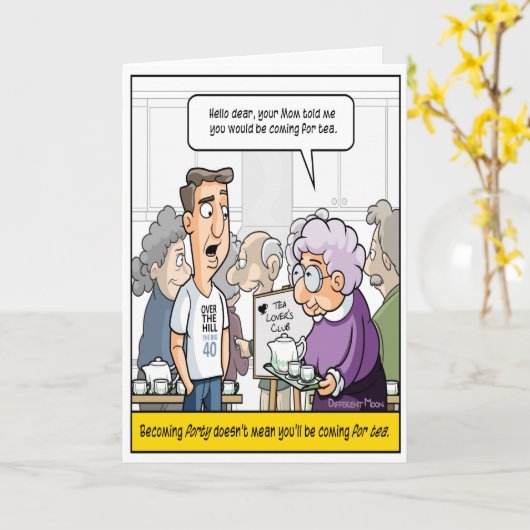 Carte d'anniversaire Punny 40e (Fleur jaune)