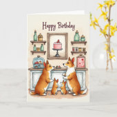 Carte d'anniversaire Puppy Party (Fleur jaune)