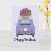 Carte d'anniversaire Purple Retro Fiat 500 (Fleur jaune)