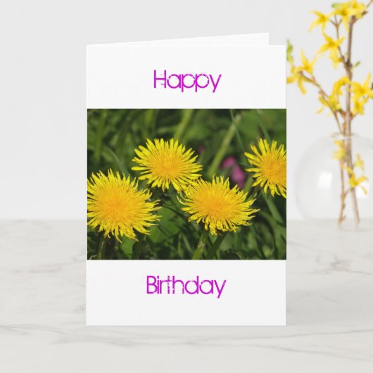 Carte d'anniversaire quatre pandelions (Fleur jaune)