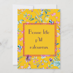 Carte d'anniversaire québécoise à fleurs rétro