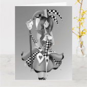 Carte d'anniversaire Quirky Jester & Puppet King p (Fleur jaune)