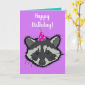 Carte d'anniversaire Raccoon (Fleur jaune)
