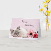Carte d'anniversaire Ragdoll (Fleur jaune)