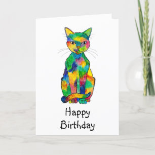 Carte d'anniversaire Rainbow Cat