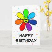 Carte d'anniversaire Rainbow Flower (Fleur jaune)
