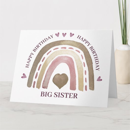 Carte d'anniversaire - Rainbow Hearts Gold Plum (Devant)