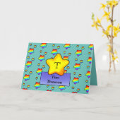 Carte d'anniversaire Rainbow Star (Fleur jaune)