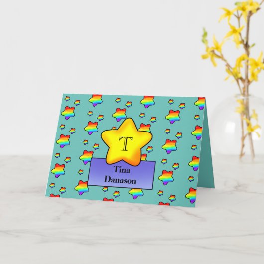 Carte d'anniversaire Rainbow Star (Fleur jaune)