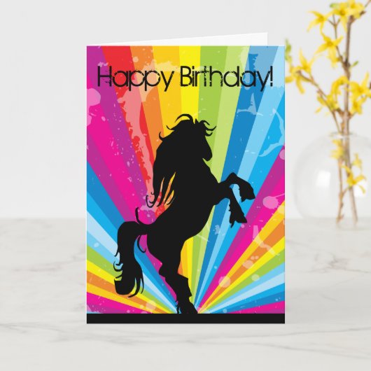 Carte d'anniversaire Rainbow Techno Silhouette Hor (Fleur jaune)