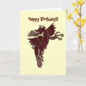 Carte d'anniversaire Rampant Chocolat Dragon (Fleur jaune)