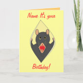 Carte d'anniversaire Rat Funny Ajouter le nom deva (Devant)
