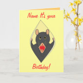 Carte d'anniversaire Rat Funny Ajouter le nom deva (Fleur jaune)