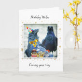 Carte d'anniversaire Raven amusant (Fleur jaune)