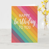 Carte d'anniversaire rayée arc-en-ciel joyeuse (Fleur jaune)