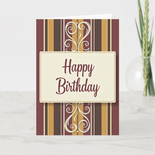 Carte d'anniversaire rayée de luxe (Devant)