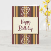 Carte d'anniversaire rayée de luxe (Fleur jaune)