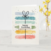 Carte d'anniversaire rayée douce (Fleur jaune)