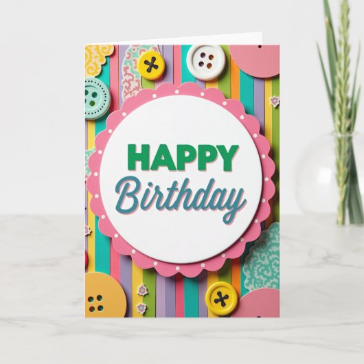Carte d'anniversaire rayée joyeuse (Devant)