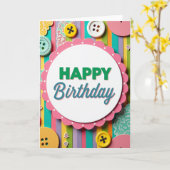Carte d'anniversaire rayée joyeuse (Fleur jaune)