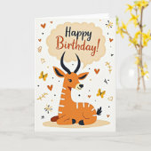 Carte d'anniversaire rayée joyeuse (Fleur jaune)