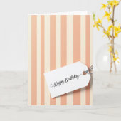 Carte d'anniversaire rayée pêche (Fleur jaune)