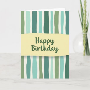 Carte d'anniversaire rayée verte