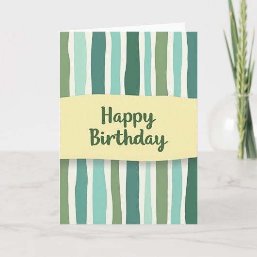 Carte d'anniversaire rayée verte (Devant)