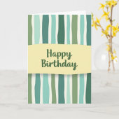 Carte d'anniversaire rayée verte (Fleur jaune)