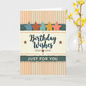 Carte d'anniversaire rayée vintage (Fleur jaune)