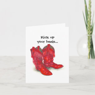 Carte d'anniversaire Red Cowboy Boots