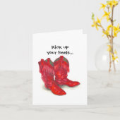 Carte d'anniversaire Red Cowboy Boots (Fleur jaune)