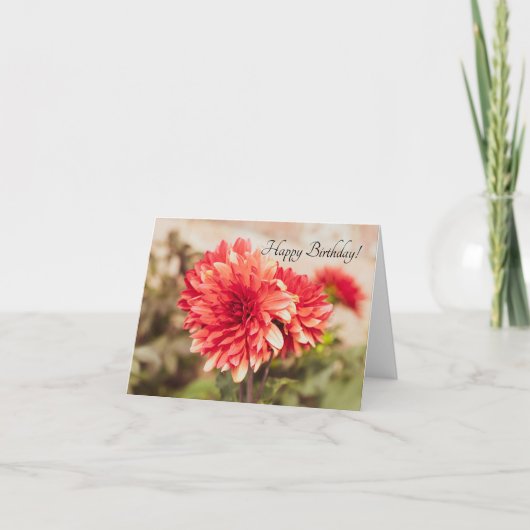 Carte d'anniversaire Red Dahlias (Devant)