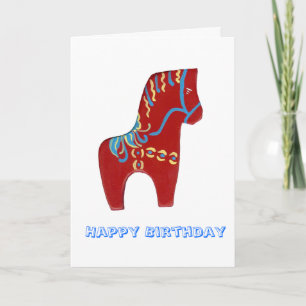 Carte d'anniversaire Red Dala Horse