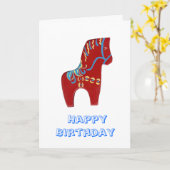 Carte d'anniversaire Red Dala Horse (Fleur jaune)