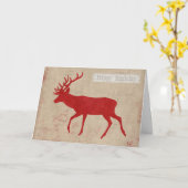 Carte d'anniversaire Red Deer Silhouette (Fleur jaune)