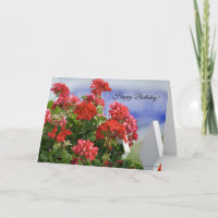 Carte d'anniversaire Red Geraniums