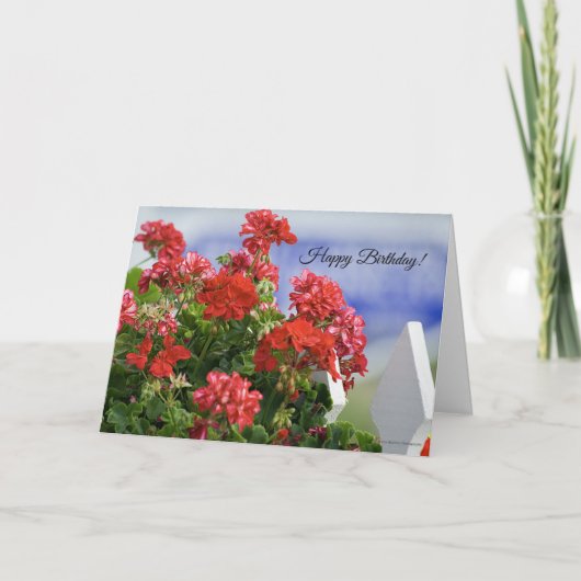 Carte d'anniversaire Red Geraniums (Devant)
