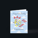 Carte d'anniversaire Red Jet 60th (Blue Sky)<br><div class="desc">Célébrez ce 60e anniversaire spécial avec un voyage de félicitations de neuf avions à réaction rouges acrobatiques,  volant à travers les airs avec des pistes rouges,  blanches et bleues.

Un incontournable pour les amateurs d'aviation,  et ceux qui aiment célébrer avec style !</div>