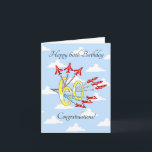 Carte d'anniversaire Red Jet 60th (Blue Sky)<br><div class="desc">Célébrez ce 60e anniversaire spécial avec un voyage de félicitations de neuf avions à réaction rouges acrobatiques,  volant à travers les airs avec des pistes rouges,  blanches et bleues.

Un incontournable pour les amateurs d'aviation,  et ceux qui aiment célébrer avec style !</div>