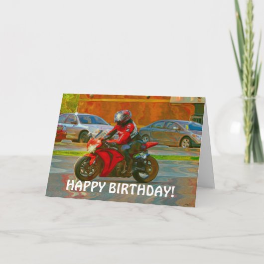 Carte d'anniversaire Red Motorcycle Bike-lover (Devant)